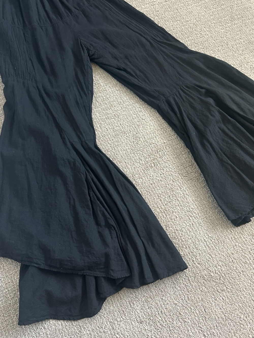 Black Wide Ruffle Boot Cut Pants - Picture 2 of 4